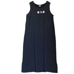 Vintage Teddi Midi Dress Polka Dot Embroidered Sleeveless Cottagecore Grunge